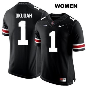 Women's NCAA Ohio State Buckeyes Jeffrey Okudah #1 College Stitched Authentic Nike White Number Black Football Jersey IR20H86OJ